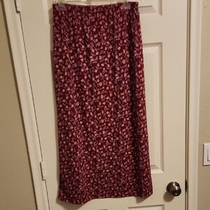 Vintage Floral Print Red Skirt